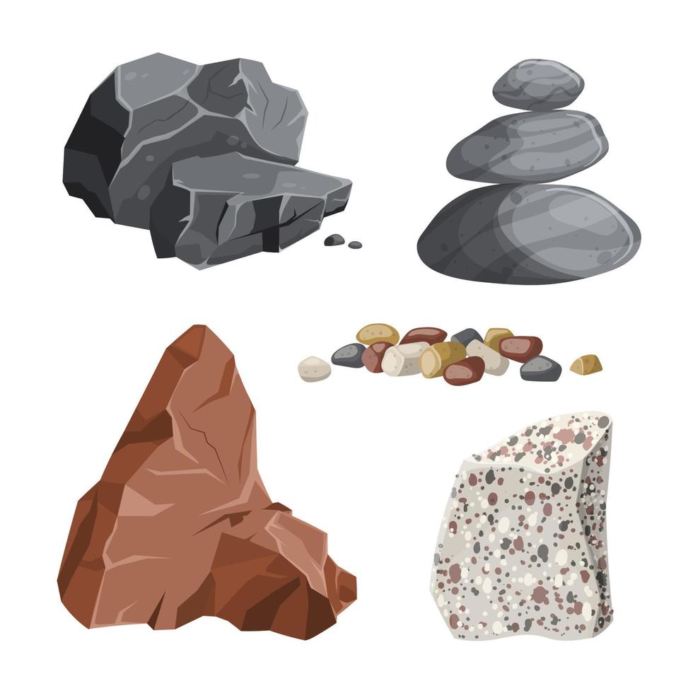 ilustración de vector de dibujos animados de conjunto de roca de piedra