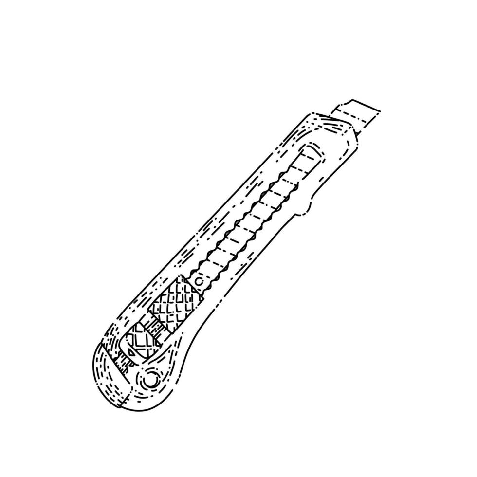 cuchillo papelería boceto dibujado a mano vector