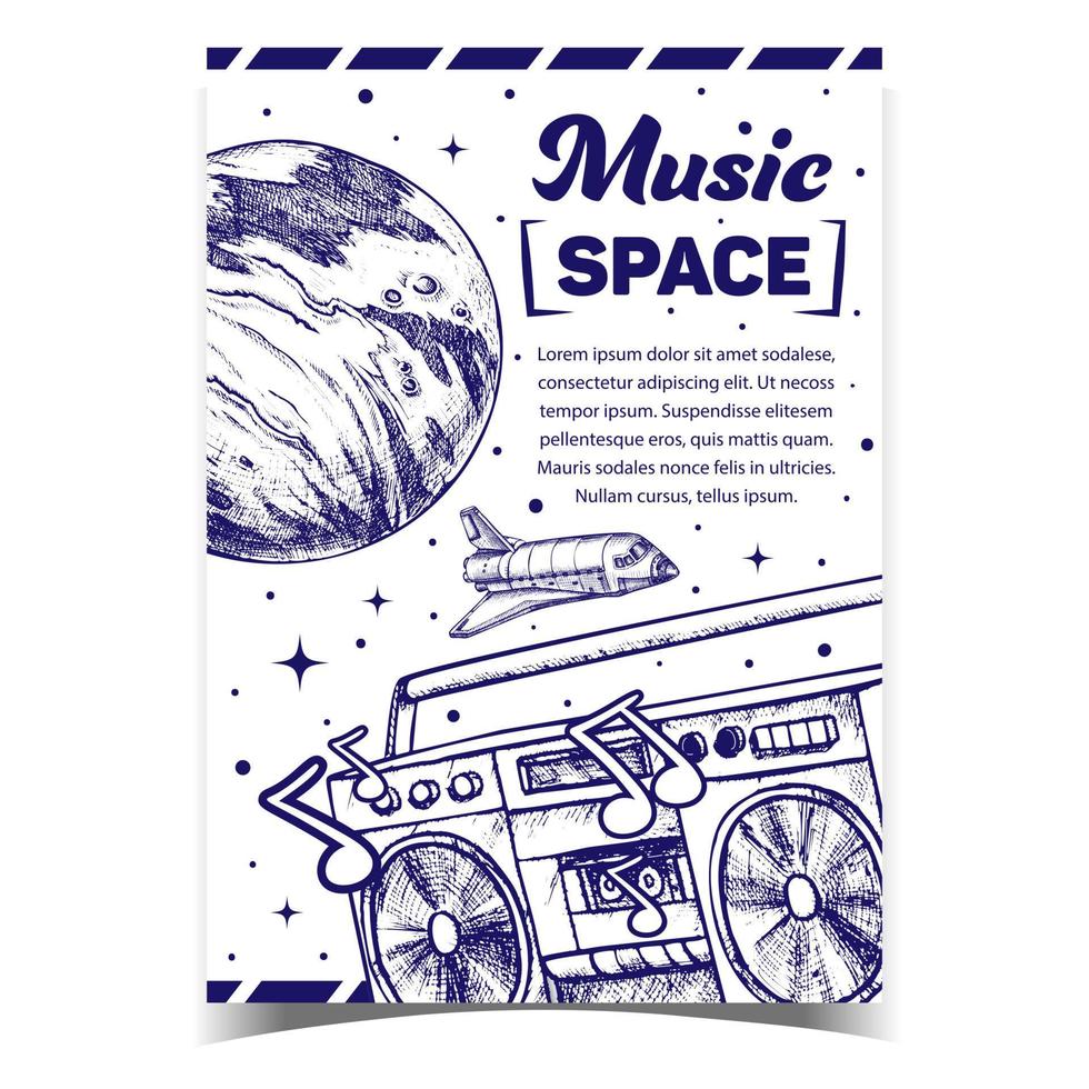 Space Music Record Player Advertise Banner Vector