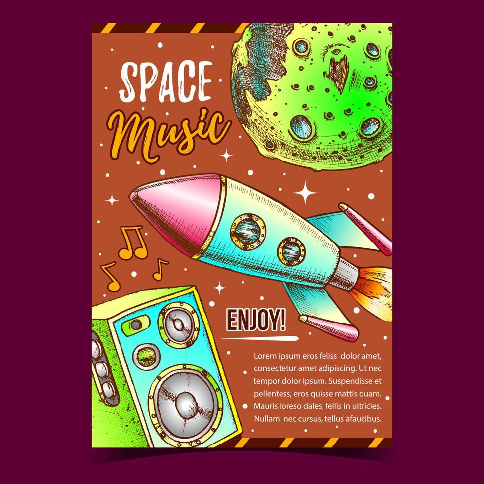 vector de cartel de publicidad de sonido de música espacial