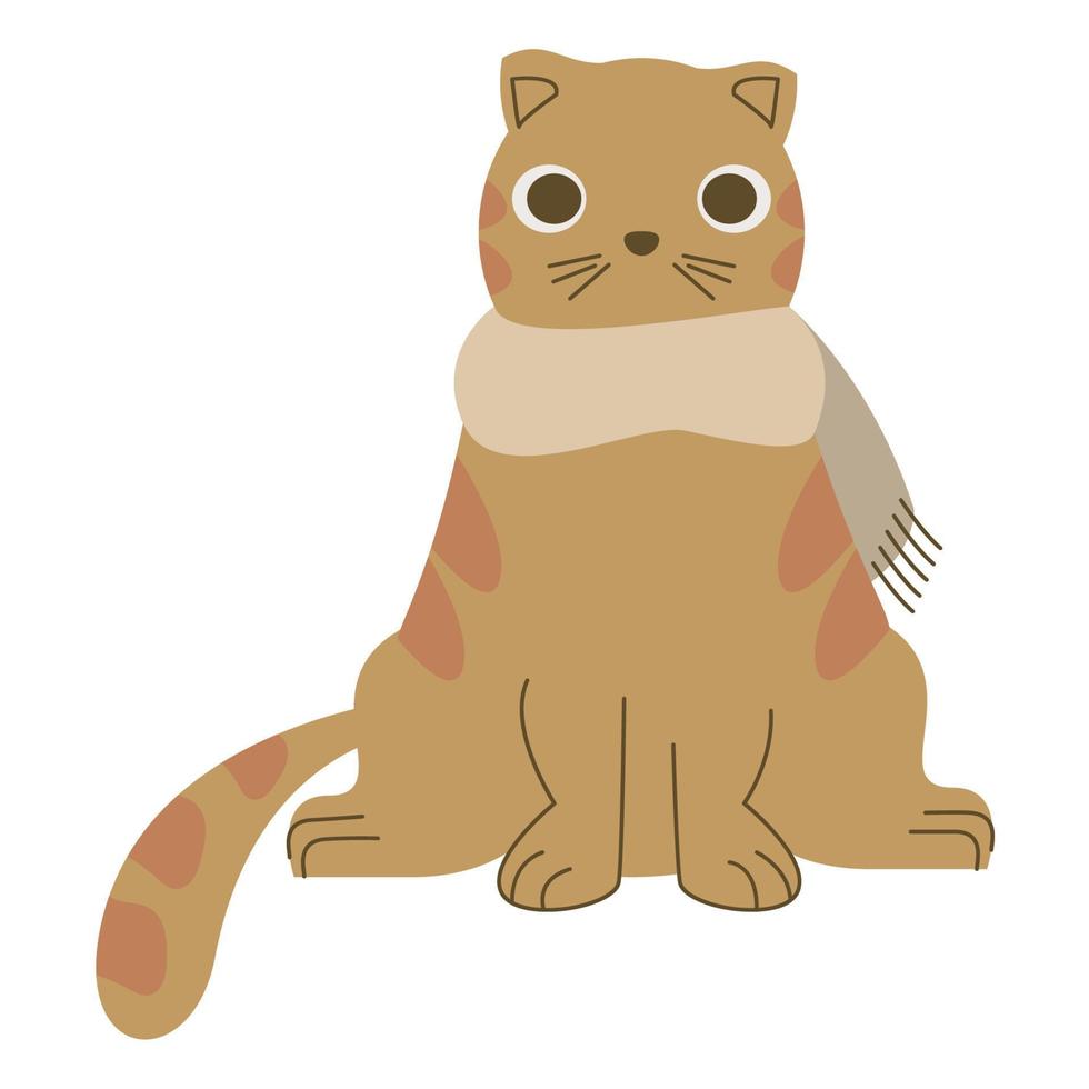 cute little cat wearing scarff vector