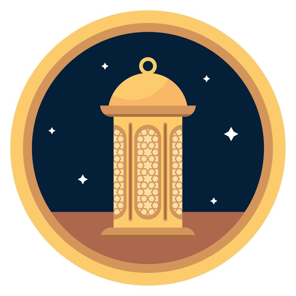 muslim culture golden lantern vector