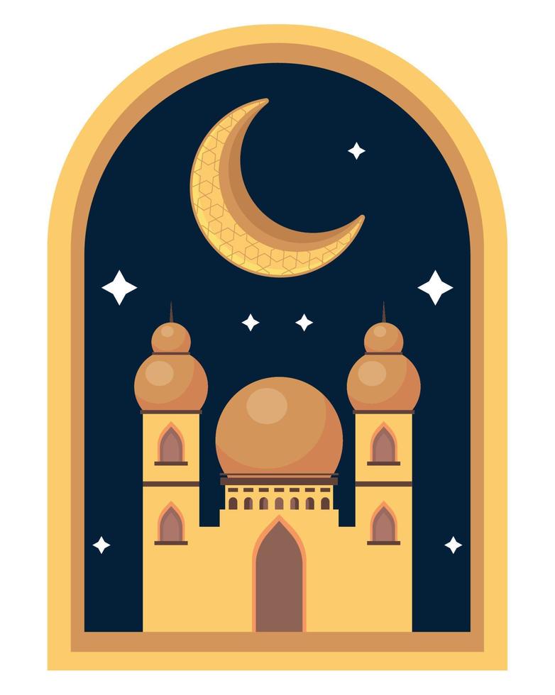 muslim mosque at night vector