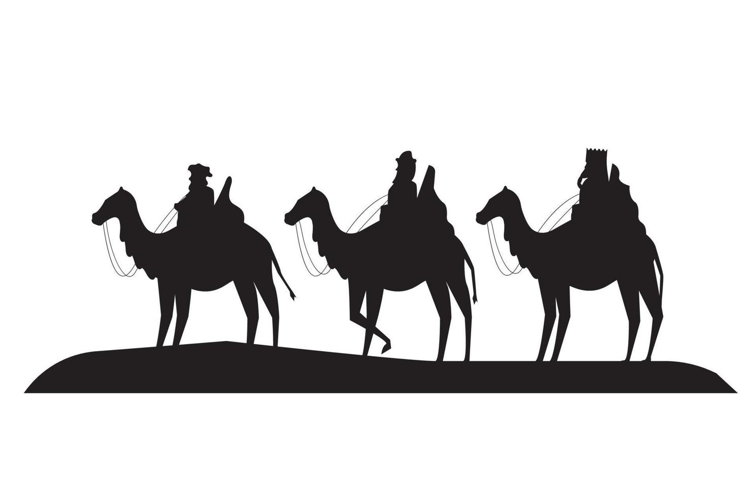 wise men in camels silhouettes vector