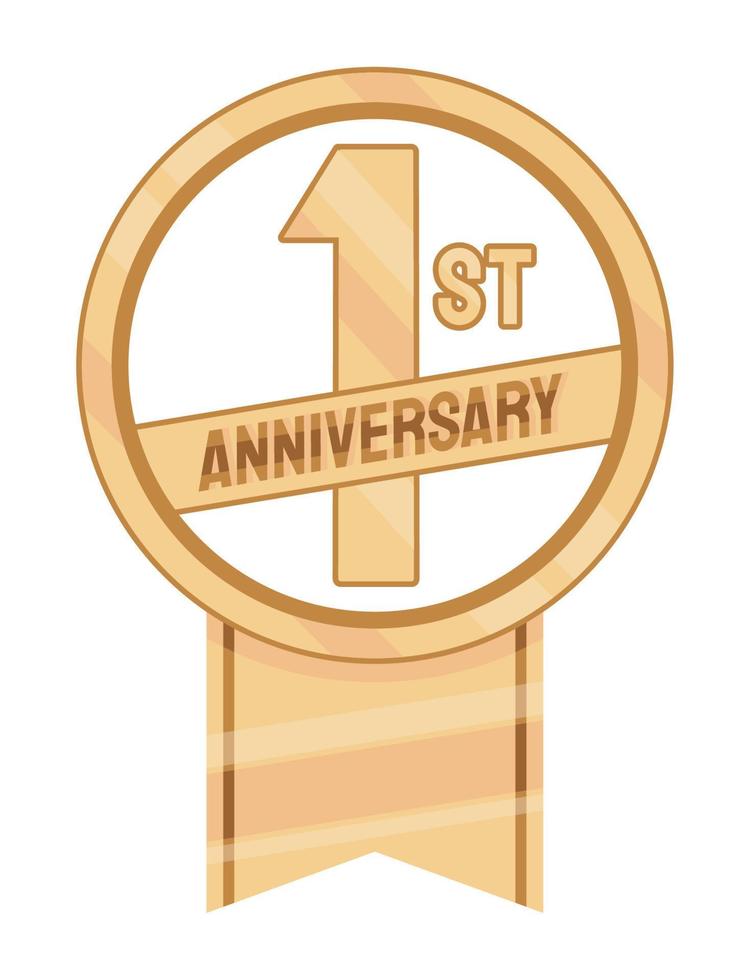 first anniversary golden badge vector