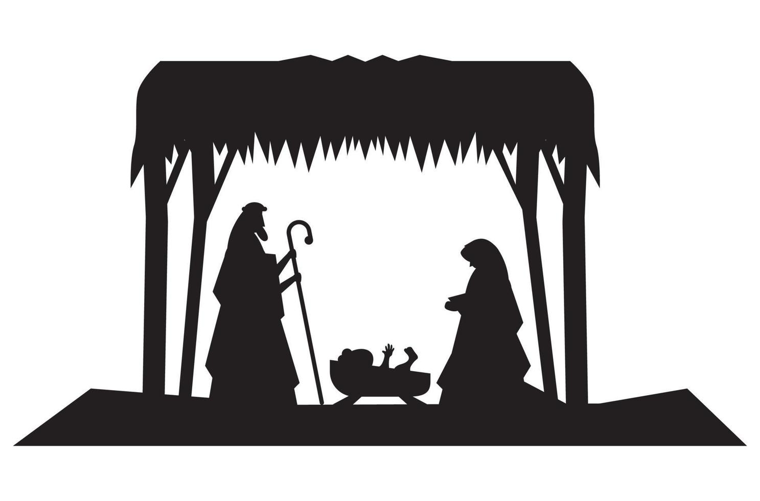 sacred family manger characters vector