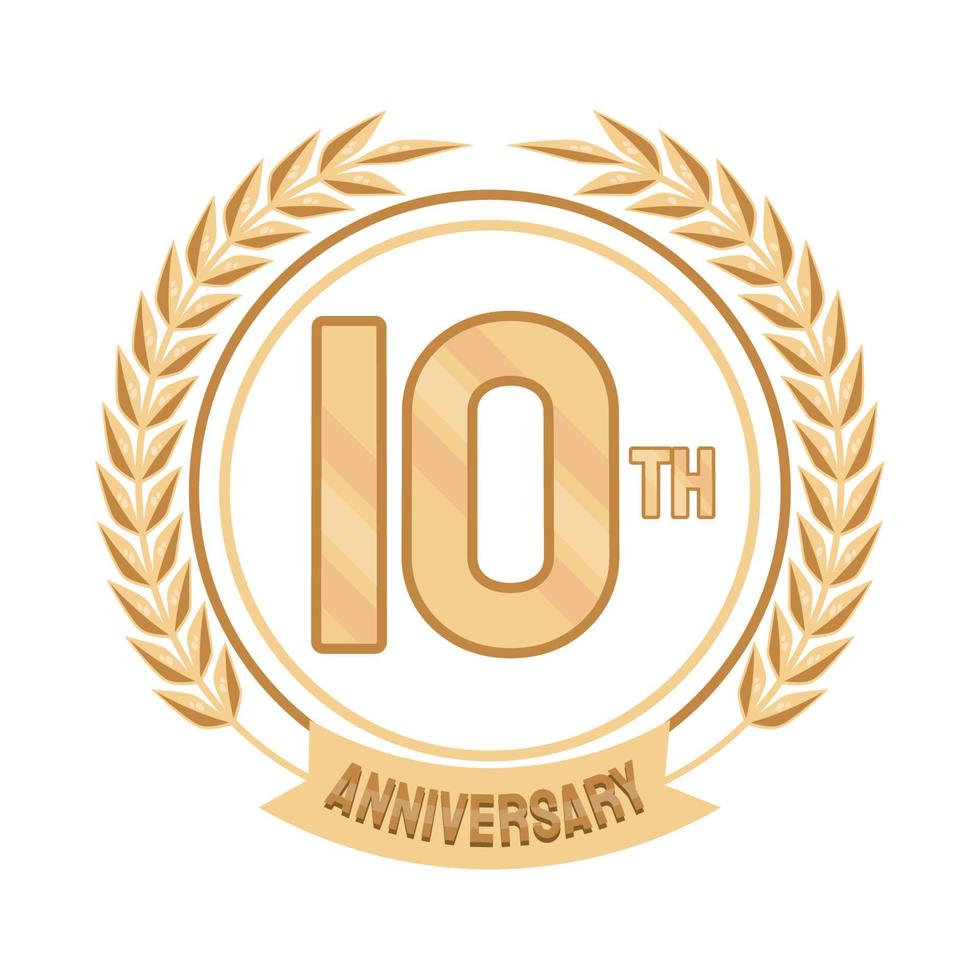 tenth anniversary golden badge vector