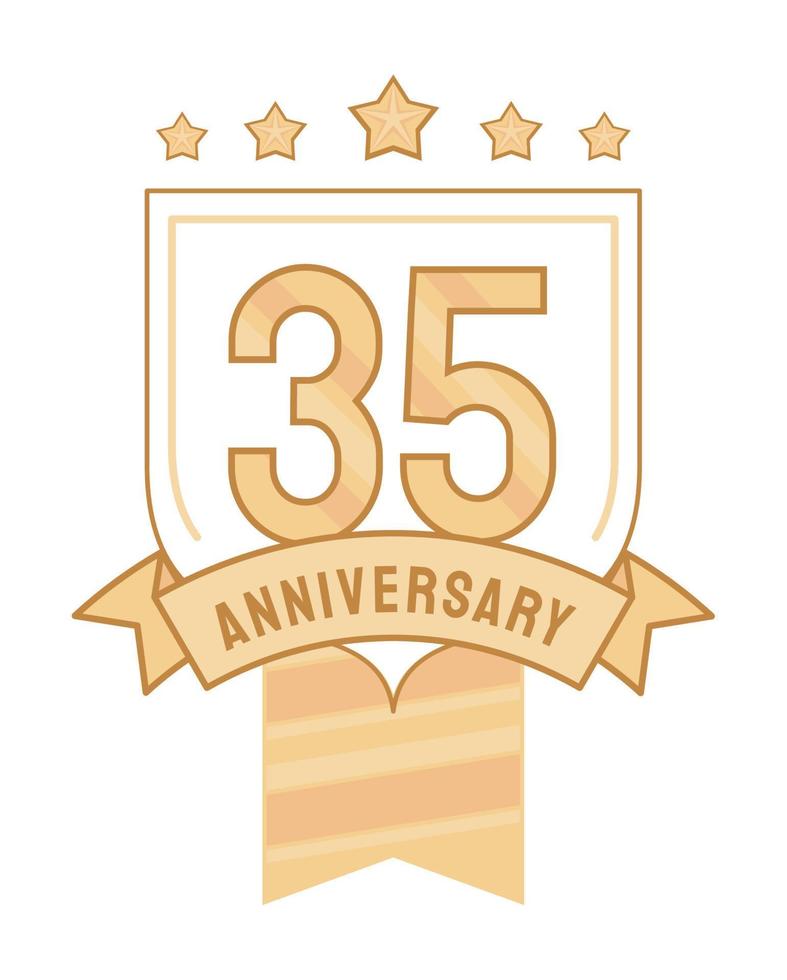 thirty fifth anniversary golden badge vector