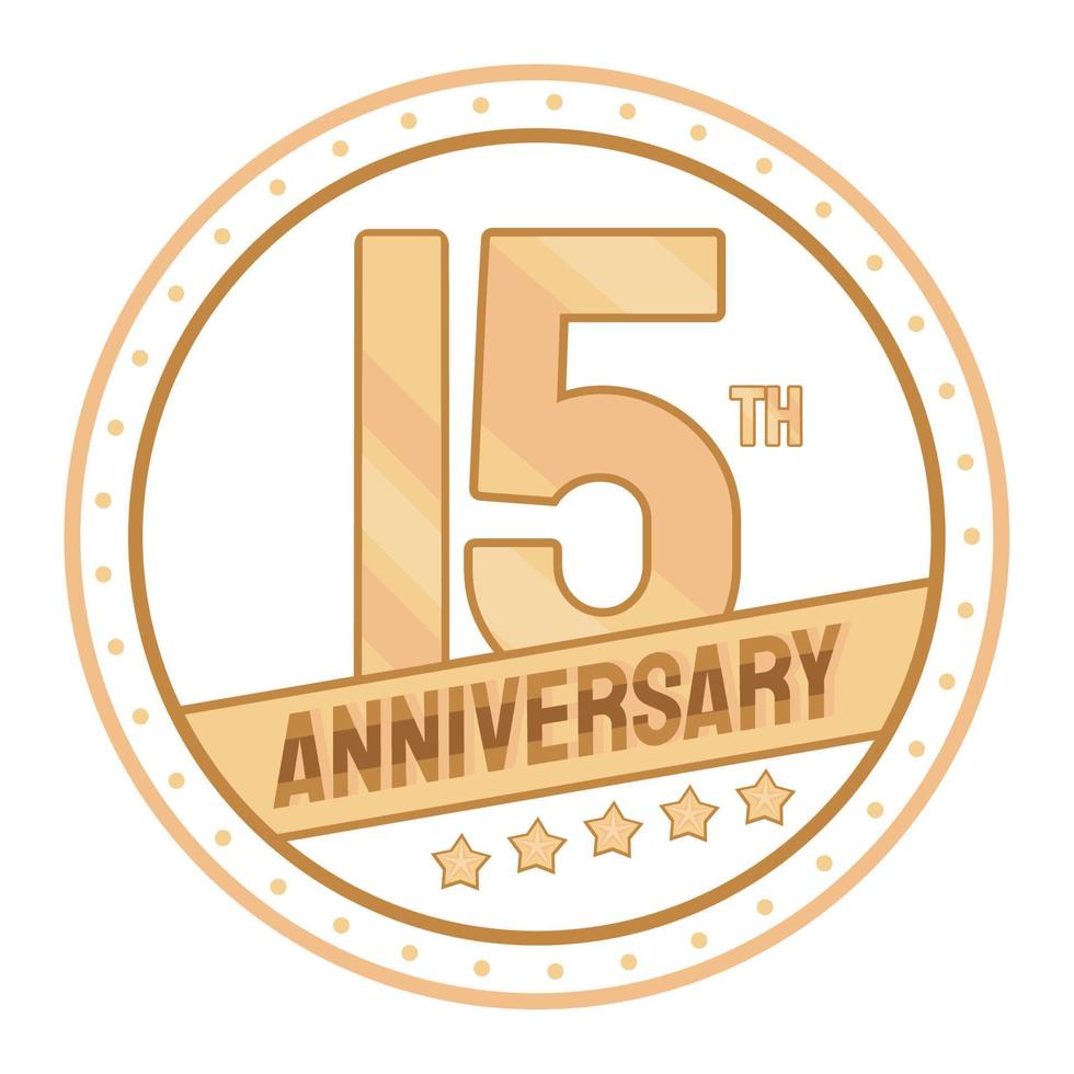 fifteenth anniversary golden badge vector