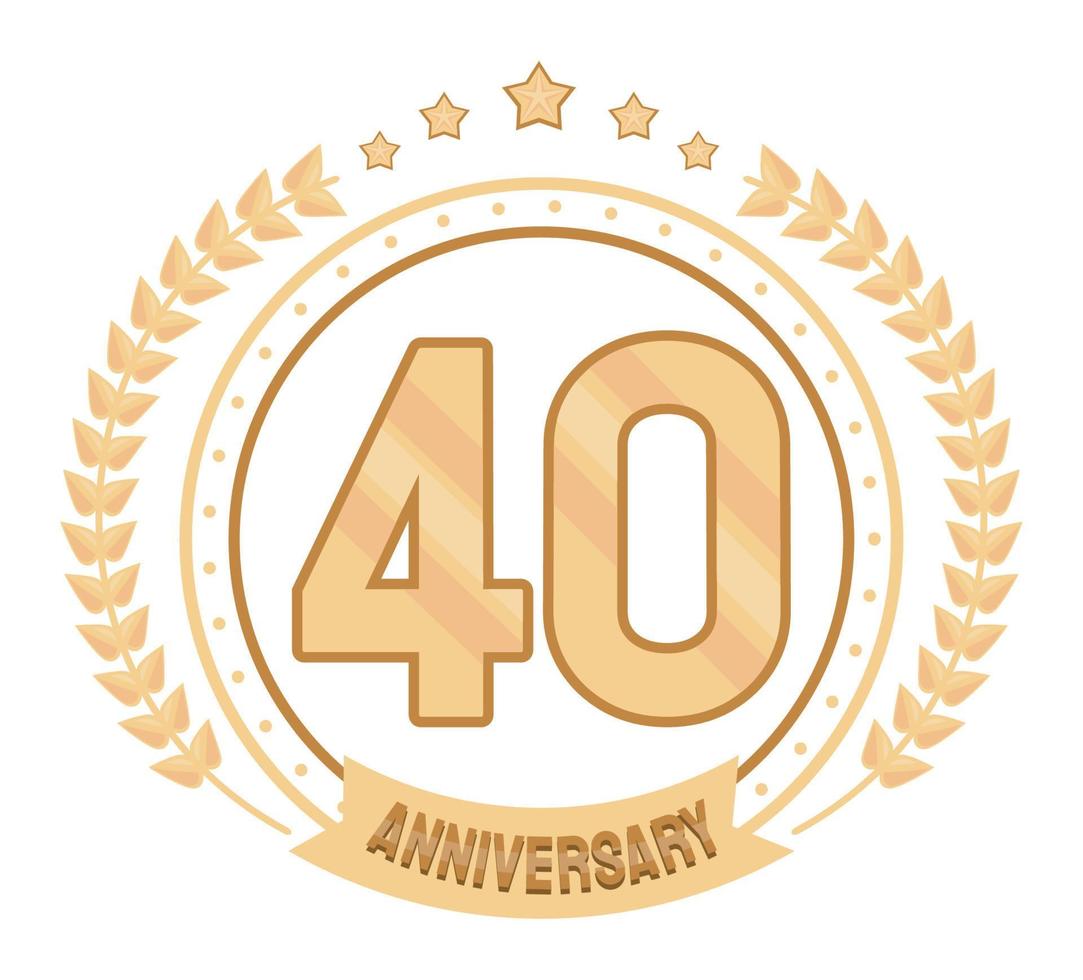 fortieth anniversary golden badge vector