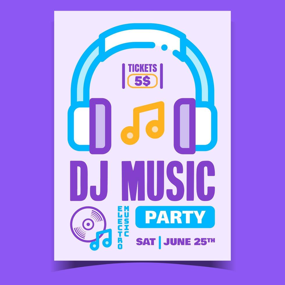 Dj Music Party Creative Promotional Poster Vector