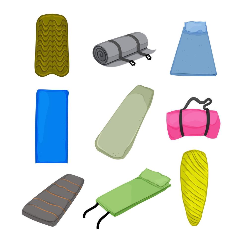 camp mat set cartoon vector illustration