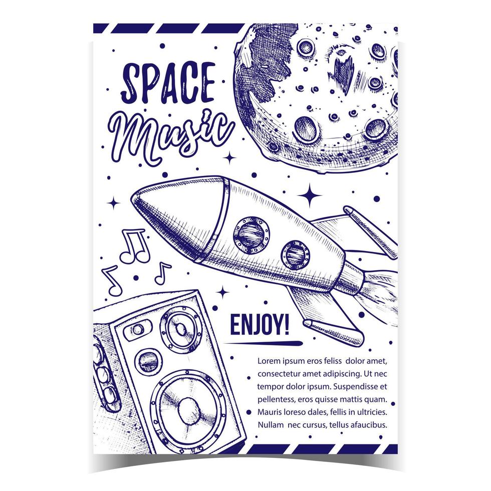 vector de cartel de publicidad de sonido de música espacial