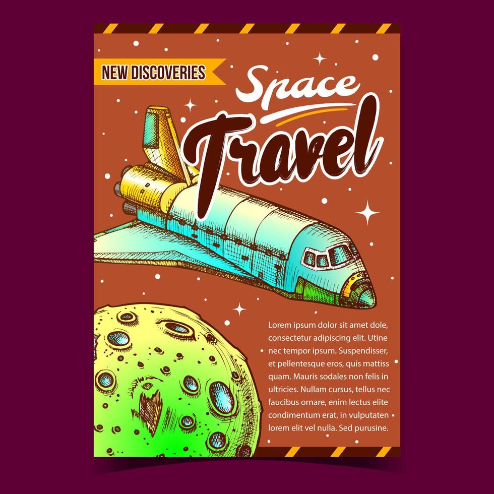Space Travel Discoveries Advertising Banner Vector
