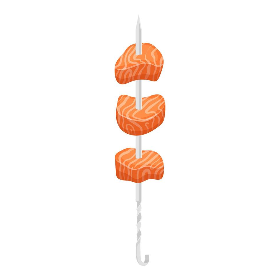 fish skewered food cartoon vector illustration