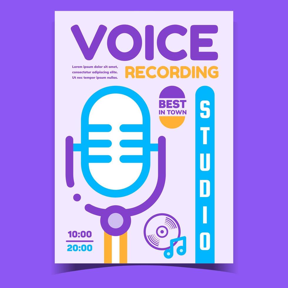 Voice Recording Studio Promotional Banner Vector