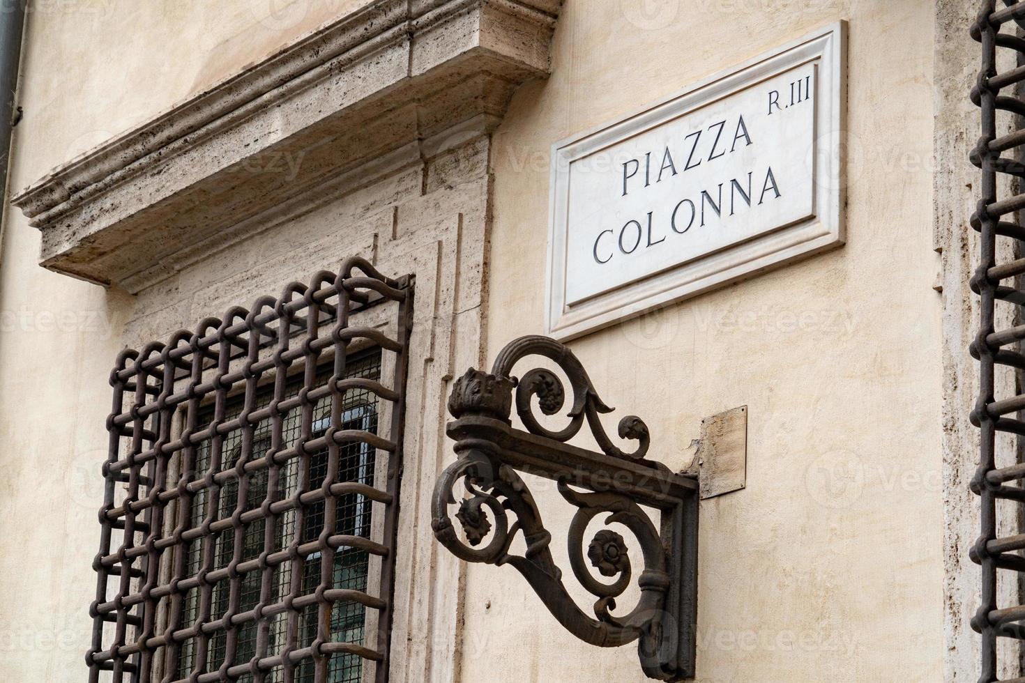 piazza colonna rome street sign photo