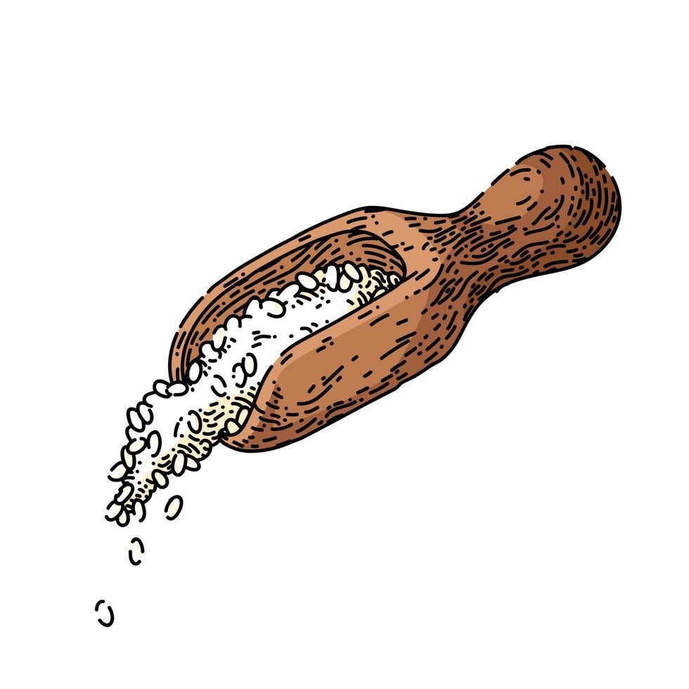 vector dibujado a mano de boceto de cuchara de arroz