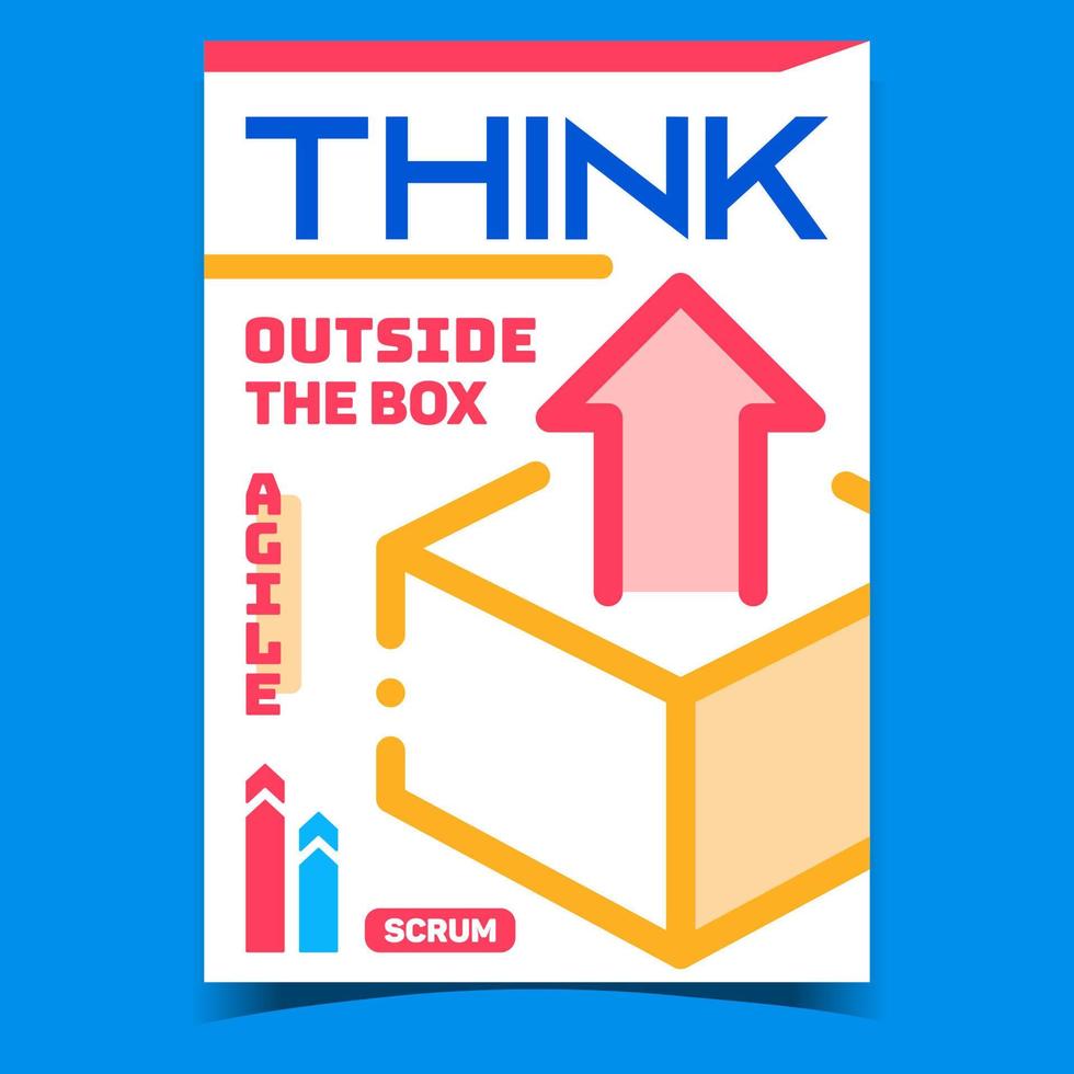 Think Outside Box Creative Promo Poster Vector