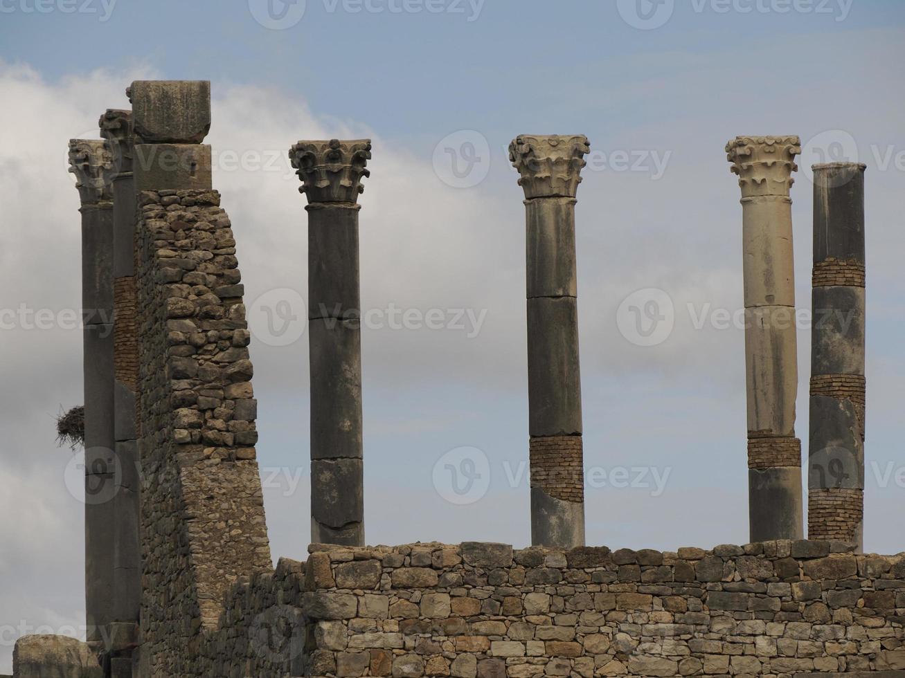 Volubilis Roman ruins in Morocco- Best-preserved Roman ruins located between the Imperial Cities of Fez and Meknes photo