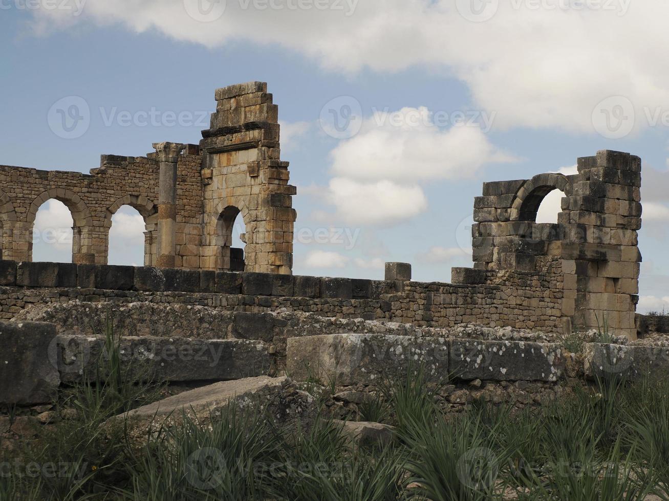 Volubilis Roman ruins in Morocco- Best-preserved Roman ruins located between the Imperial Cities of Fez and Meknes photo