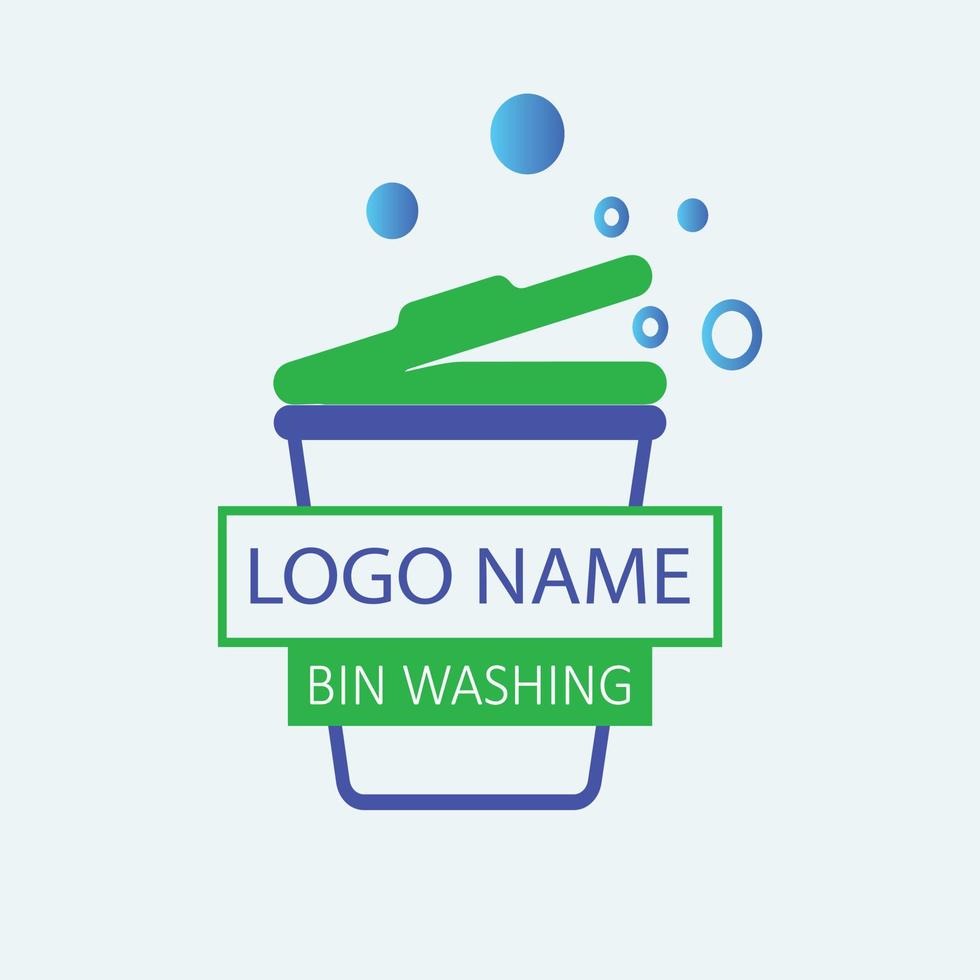 Trash can cleaning service, bin cleaner logo vector art icon and graphics