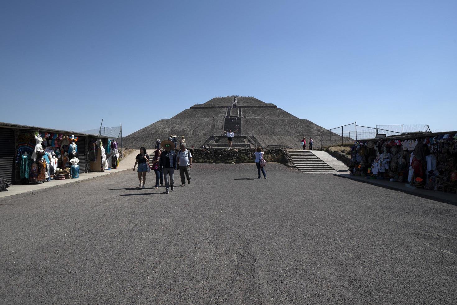 MEXICO CITY, MEXICO - JANUARY 30 2019 - Tourist at Teotihuacan pyramid mexico photo