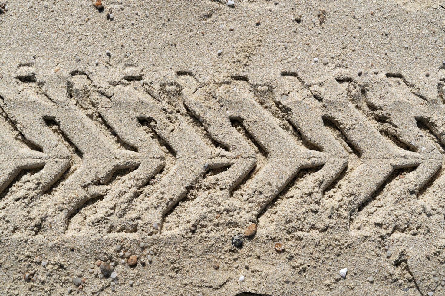 offroad tire track on sandy beach photo