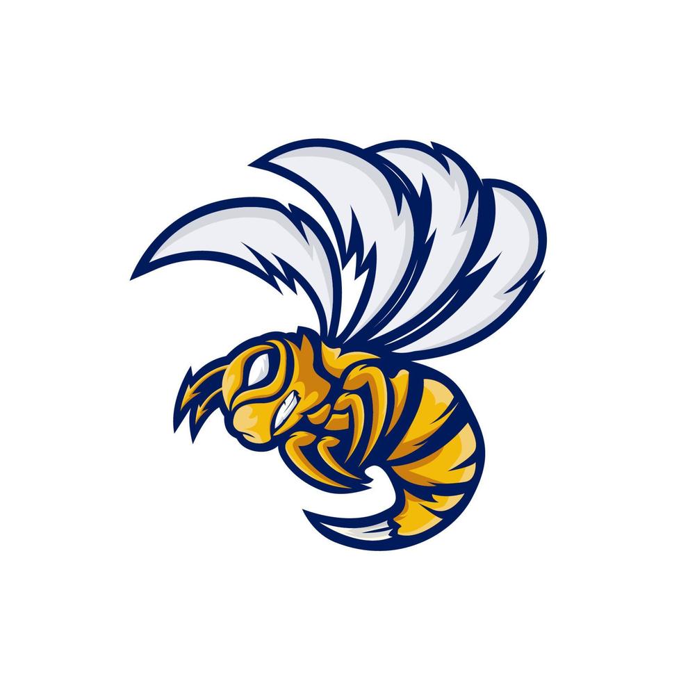 logotipo de mascota de abeja o avispón, plantilla de logotipo de deporte electrónico de abeja o avispón vector