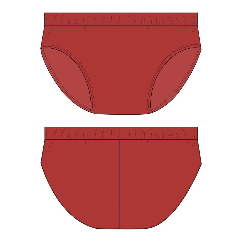 Underwear Technical Fashion flat sketch vector illustration template front and back views.