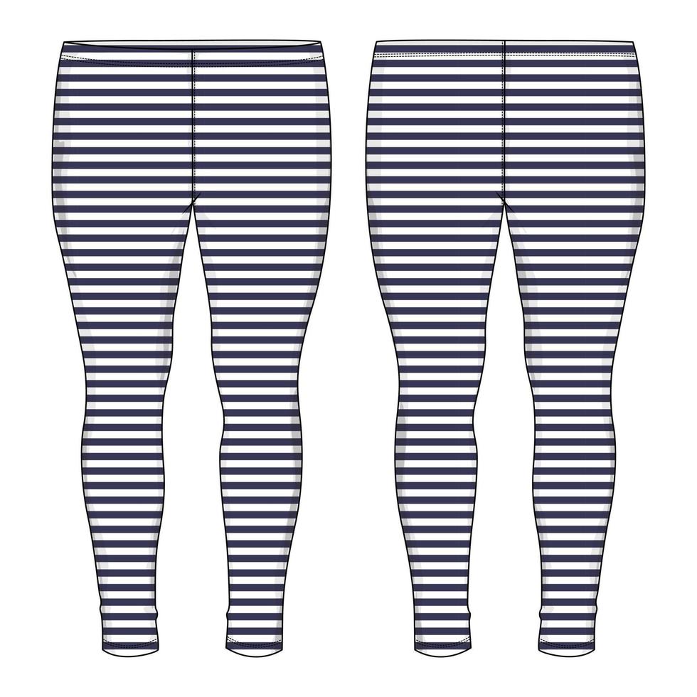 slim fit polainas pantalones moda boceto plano vector ilustración plantilla frontal, vistas traseras.