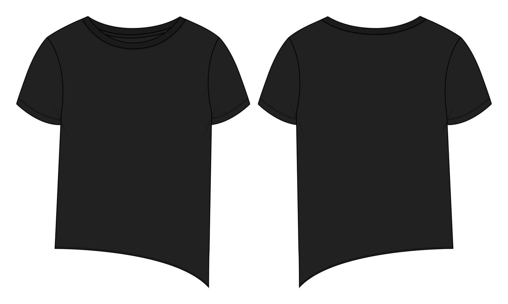 plantilla de ilustración de vector de boceto plano de moda técnica de camiseta tops para mujer.