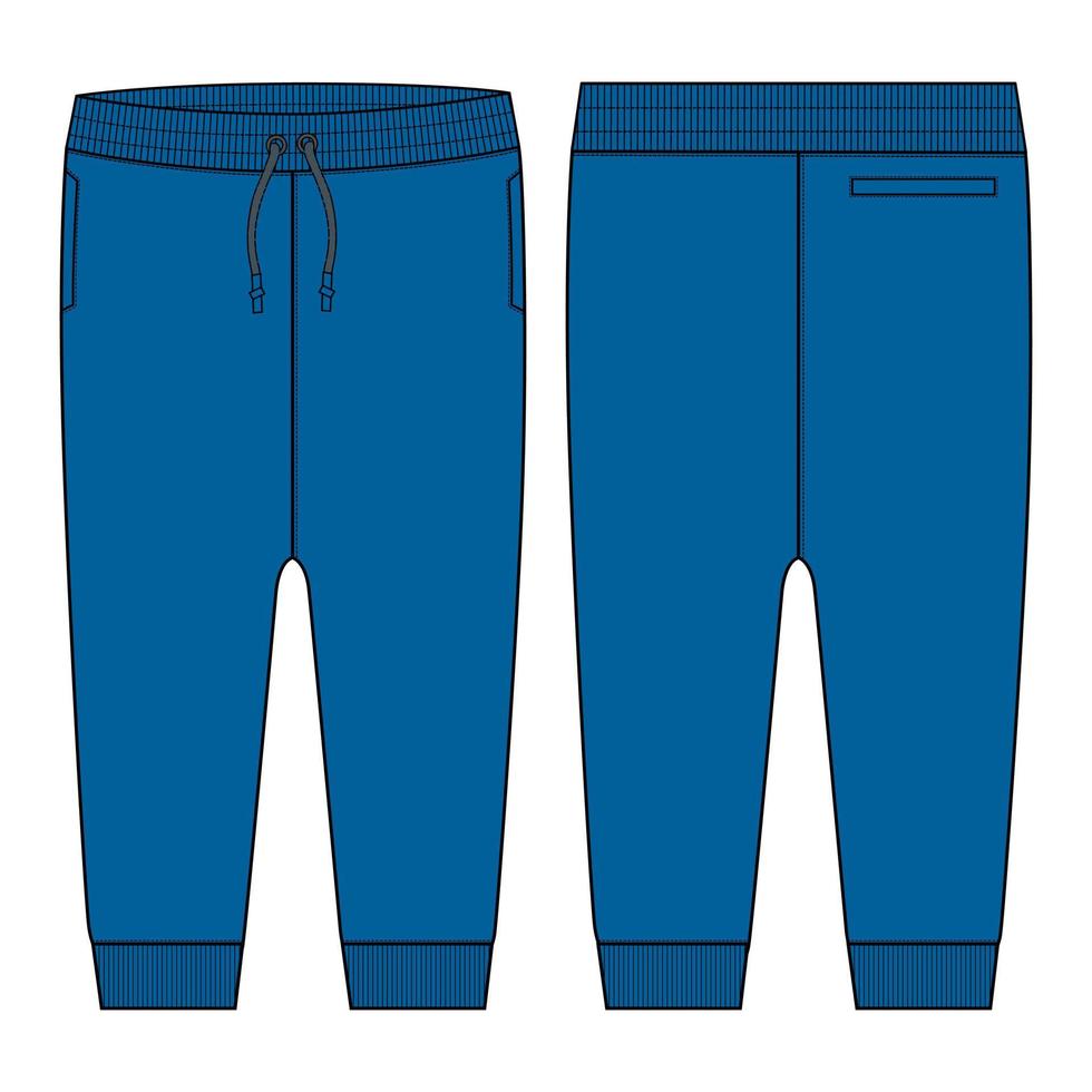 pantalones de chándal jogger de tela polar general técnica moda plano boceto vector ilustración plantilla frontal, vistas traseras.