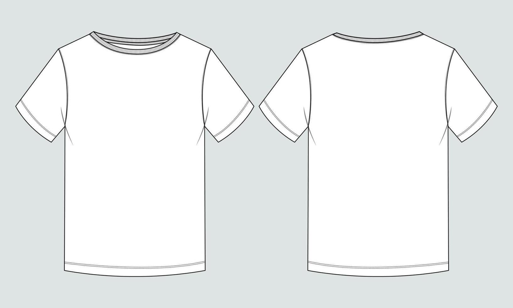 T shirt technical fashion flat sketch vector illustration template