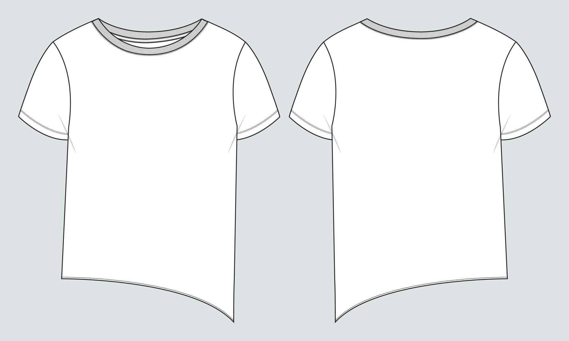 T shirt tops technical fashion flat sketch vector illustration template ...