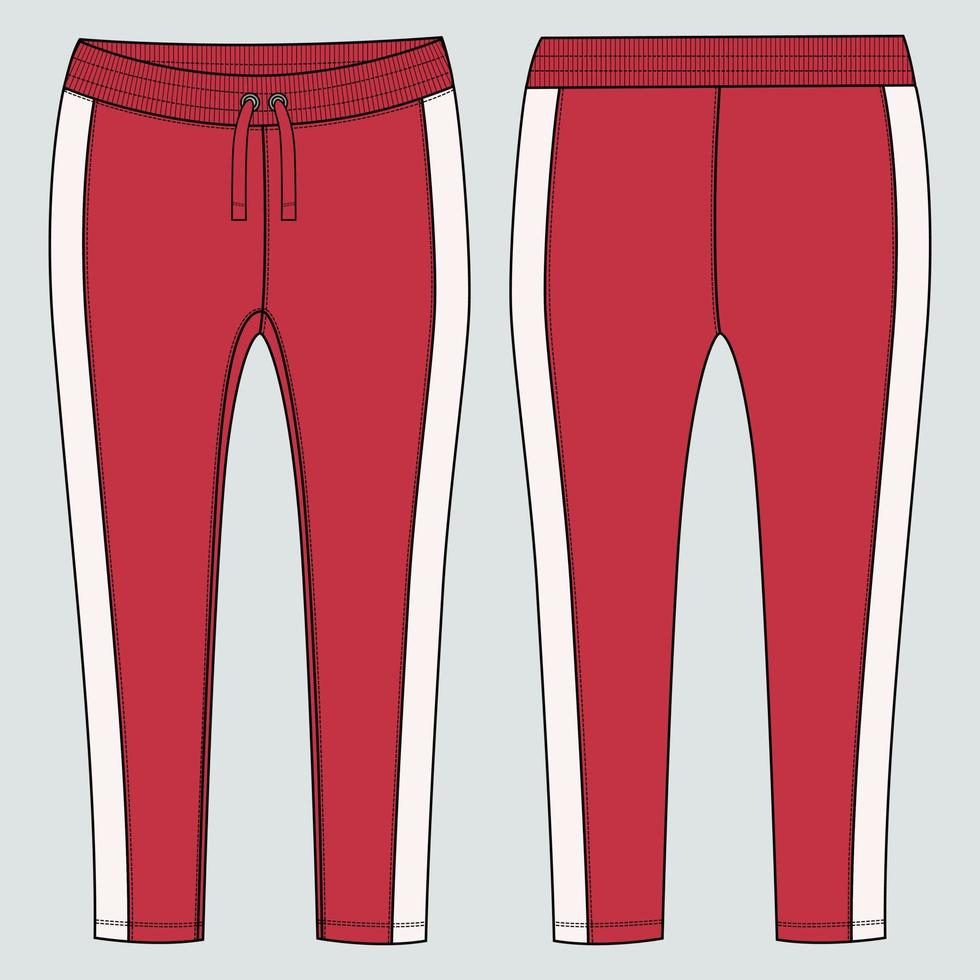 pantalones de polainas plantilla de ilustración de vector de boceto plano de moda para damas.