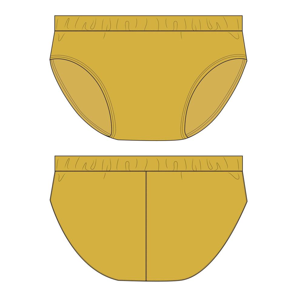 vista frontal y posterior de la plantilla de ilustración vectorial de boceto plano de moda técnica de ropa interior. vector