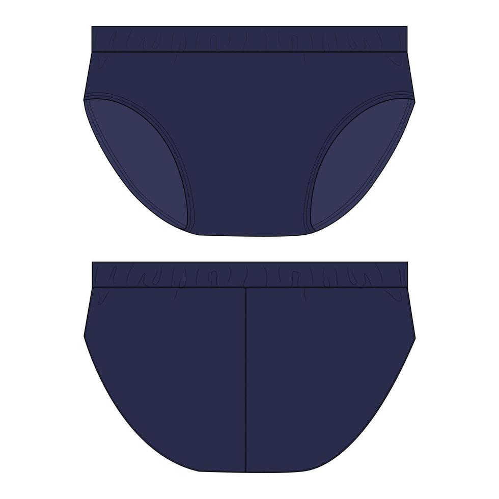 vista frontal y posterior de la plantilla de ilustración vectorial de boceto plano de moda técnica de ropa interior. vector