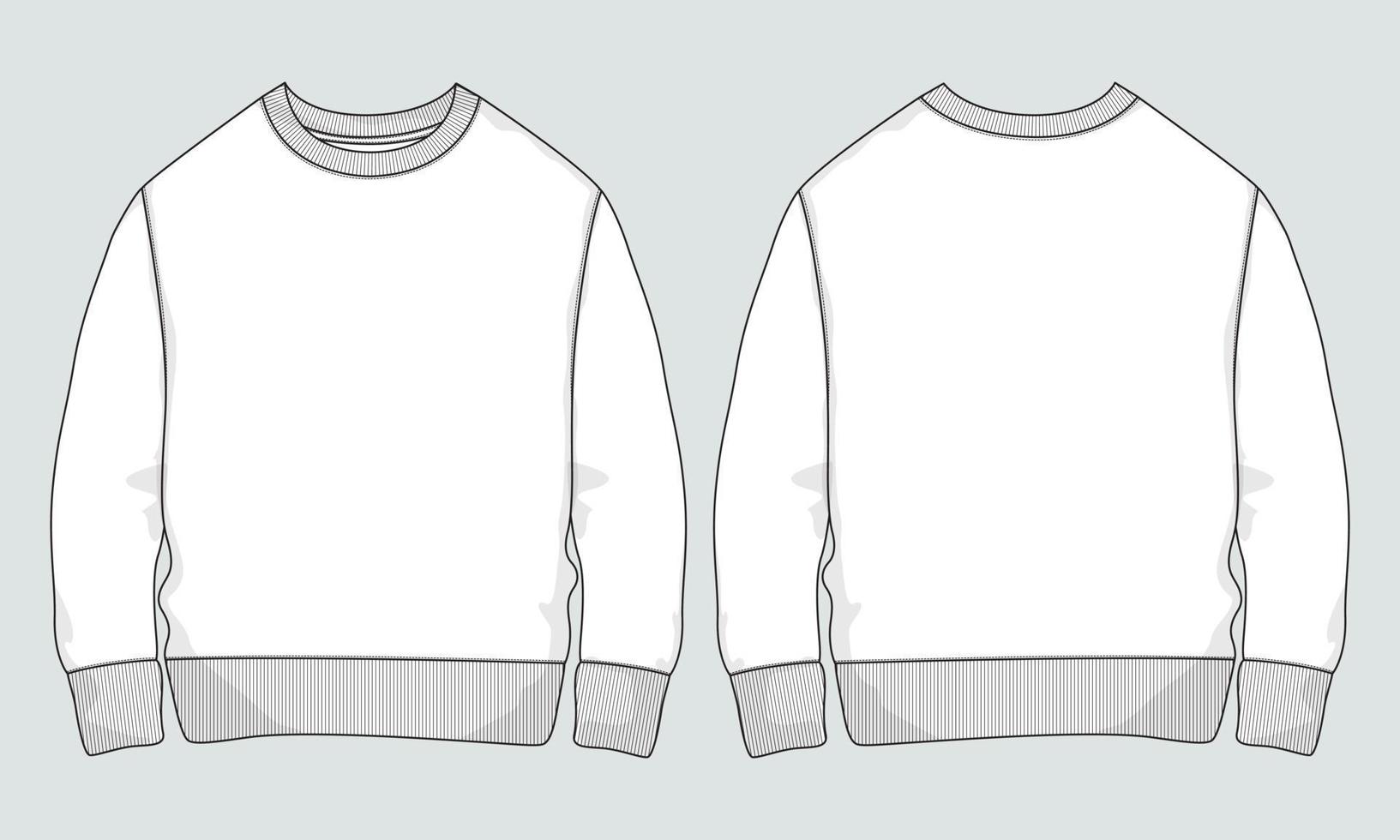 Sweatshirt Technical fashion flat sketch vector illustration template front and back views