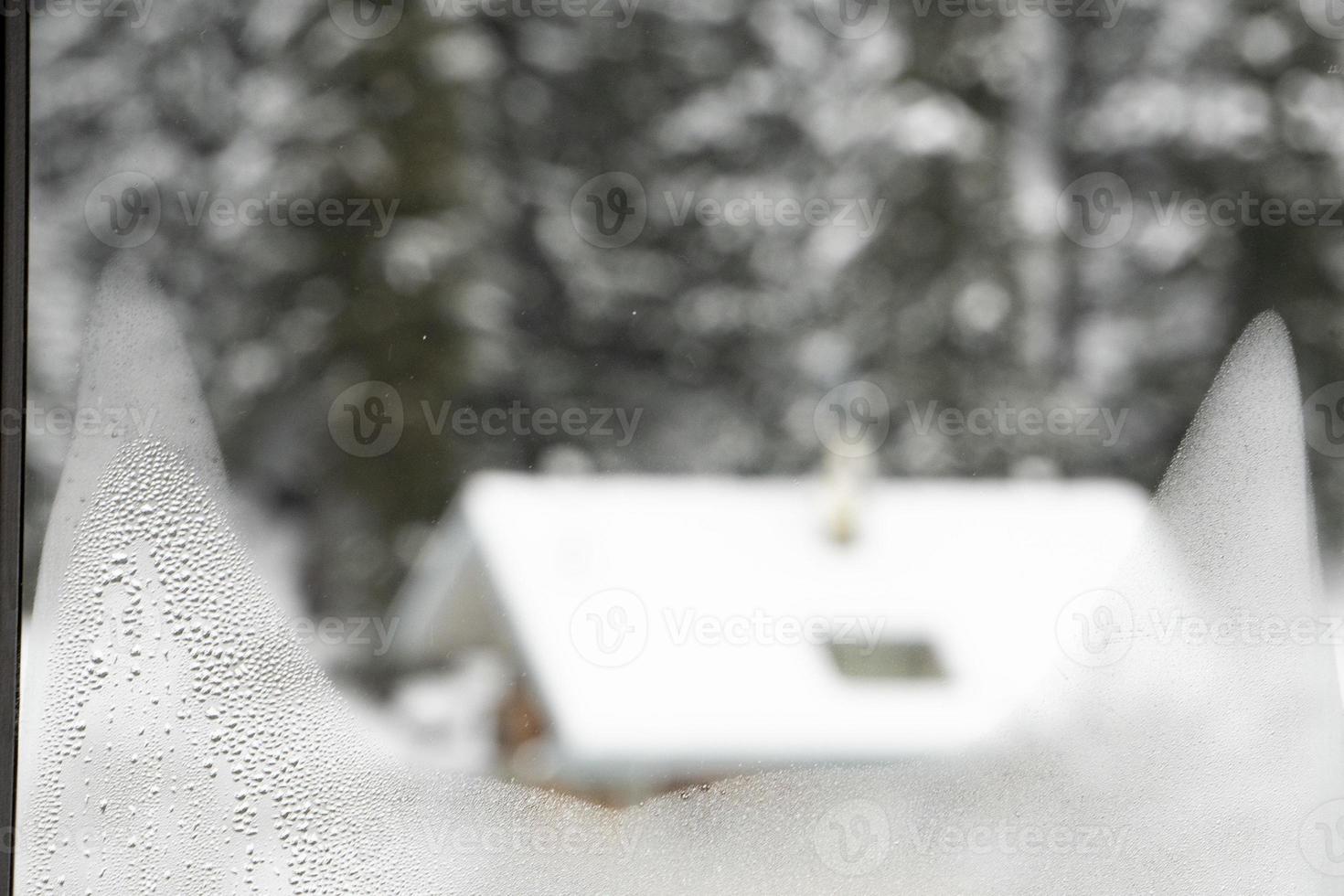 steamy window in winter photo