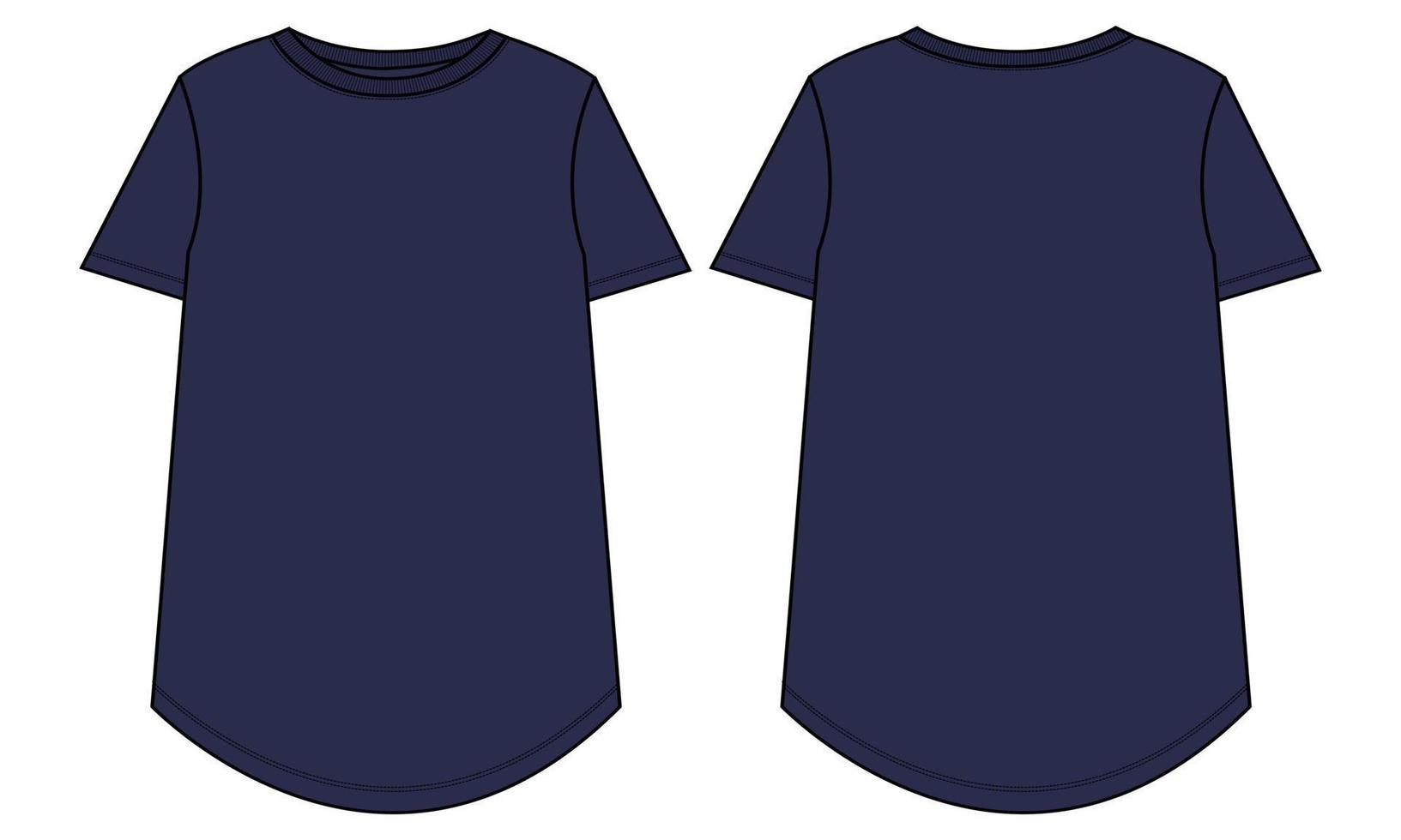T shirt tops technical fashion flat sketch vector illustration template for womens.