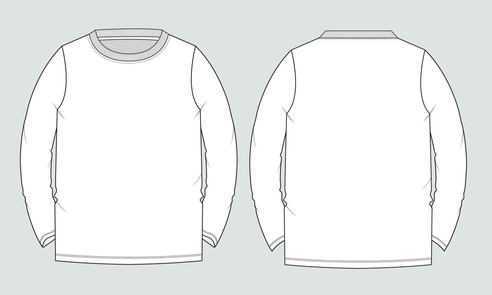 Regular fit Short sleeve T-shirt technical Sketch fashion Flat Template. Vector illustration basic apparel design front and Back view.