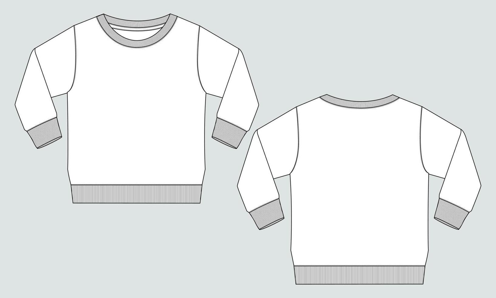 Sweatshirt Technical fashion flat sketch vector illustration template front and back views
