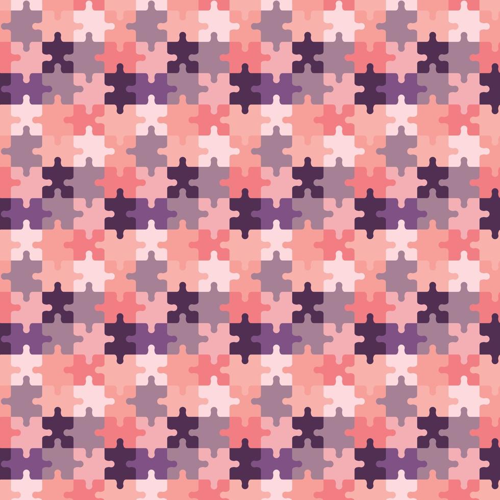 rompecabezas de patrones sin fisuras. fondo creativo con piezas de rompecabezas multicolores juntas. ilustración de repetición vectorial. colores rosa y morado vector