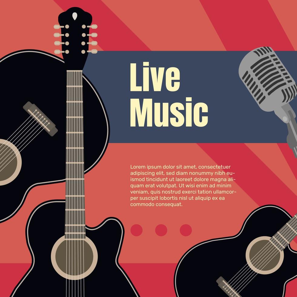 Acoustic guitar concert poster. - Vector. vector