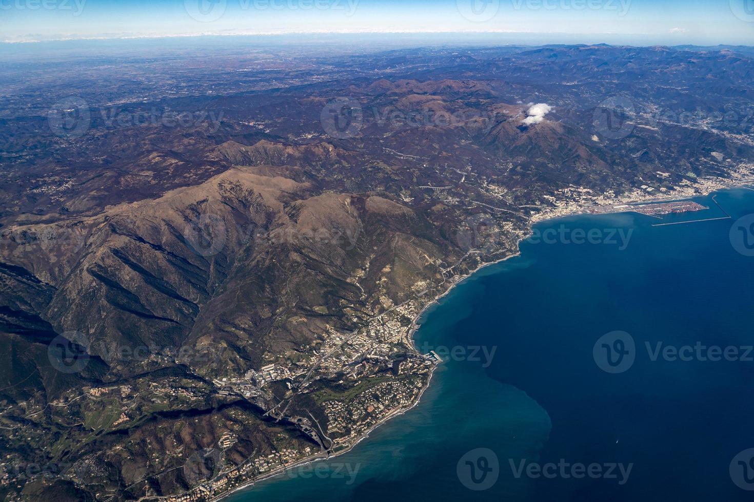 Genoa Italy coast line aerial view photo