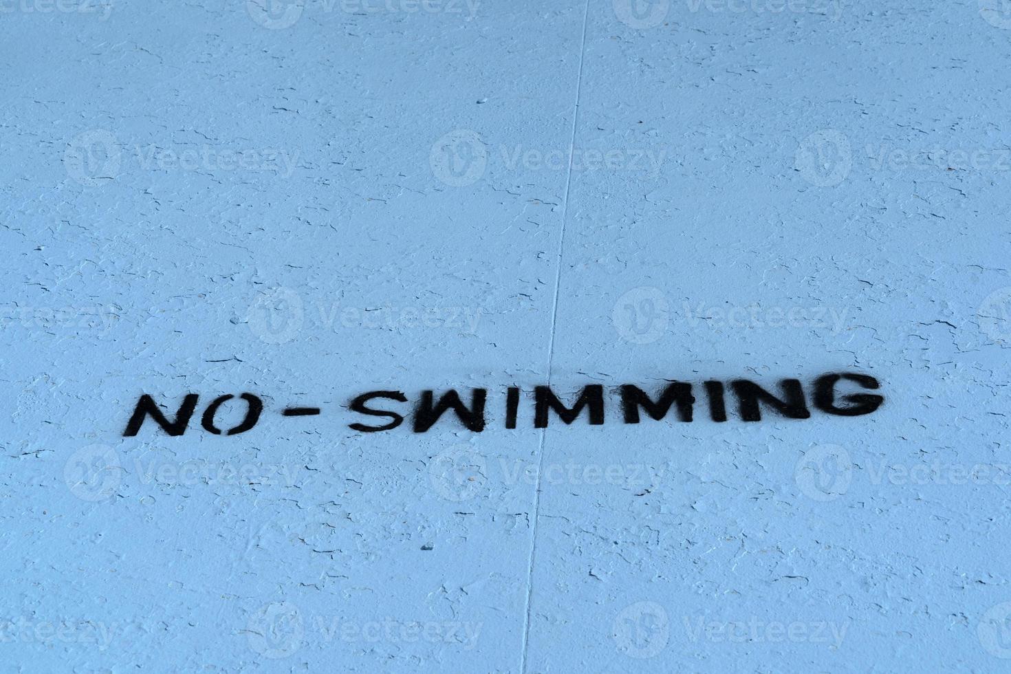no swimming writing sign in pool background photo