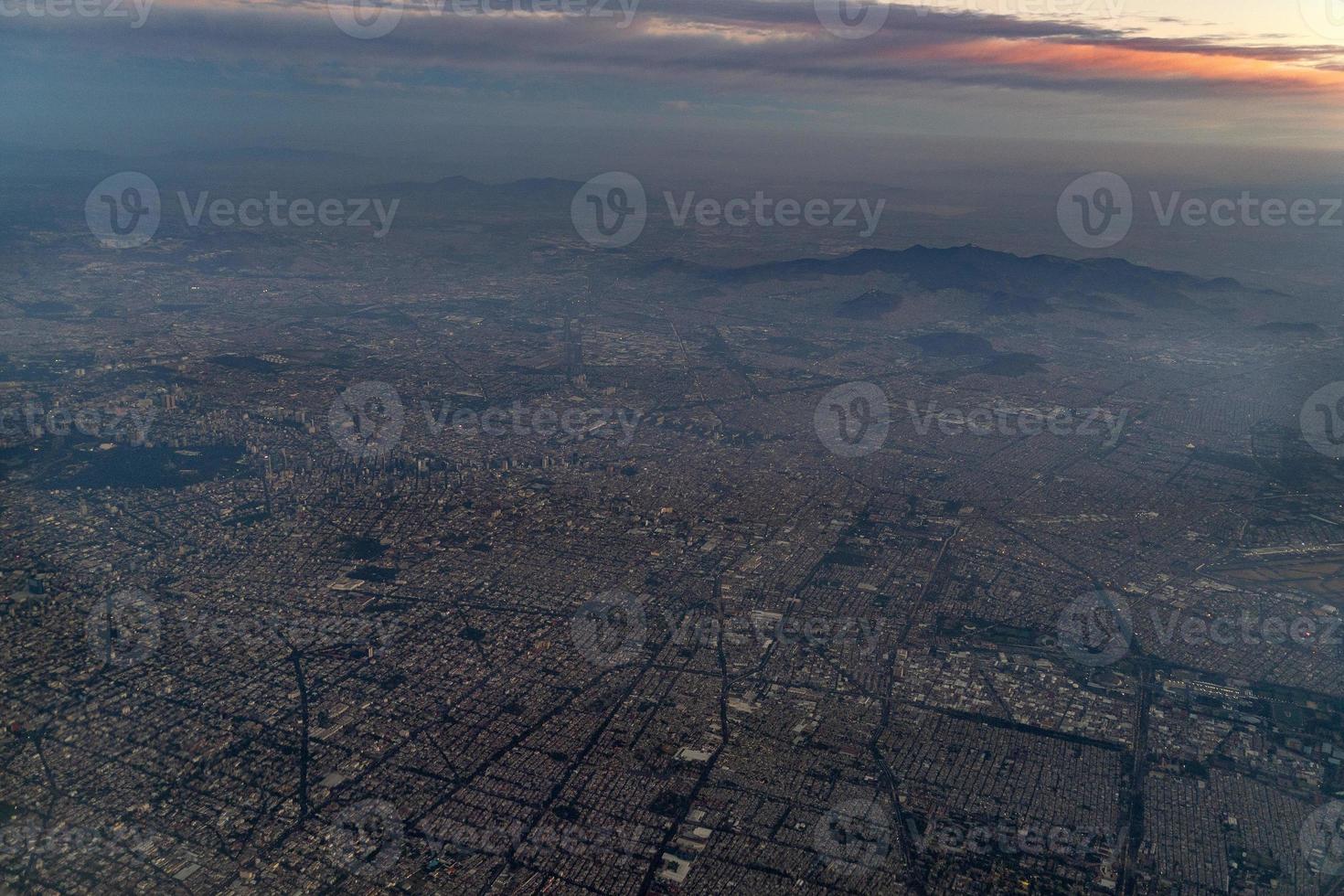 mexico city aerial view at sunrise photo