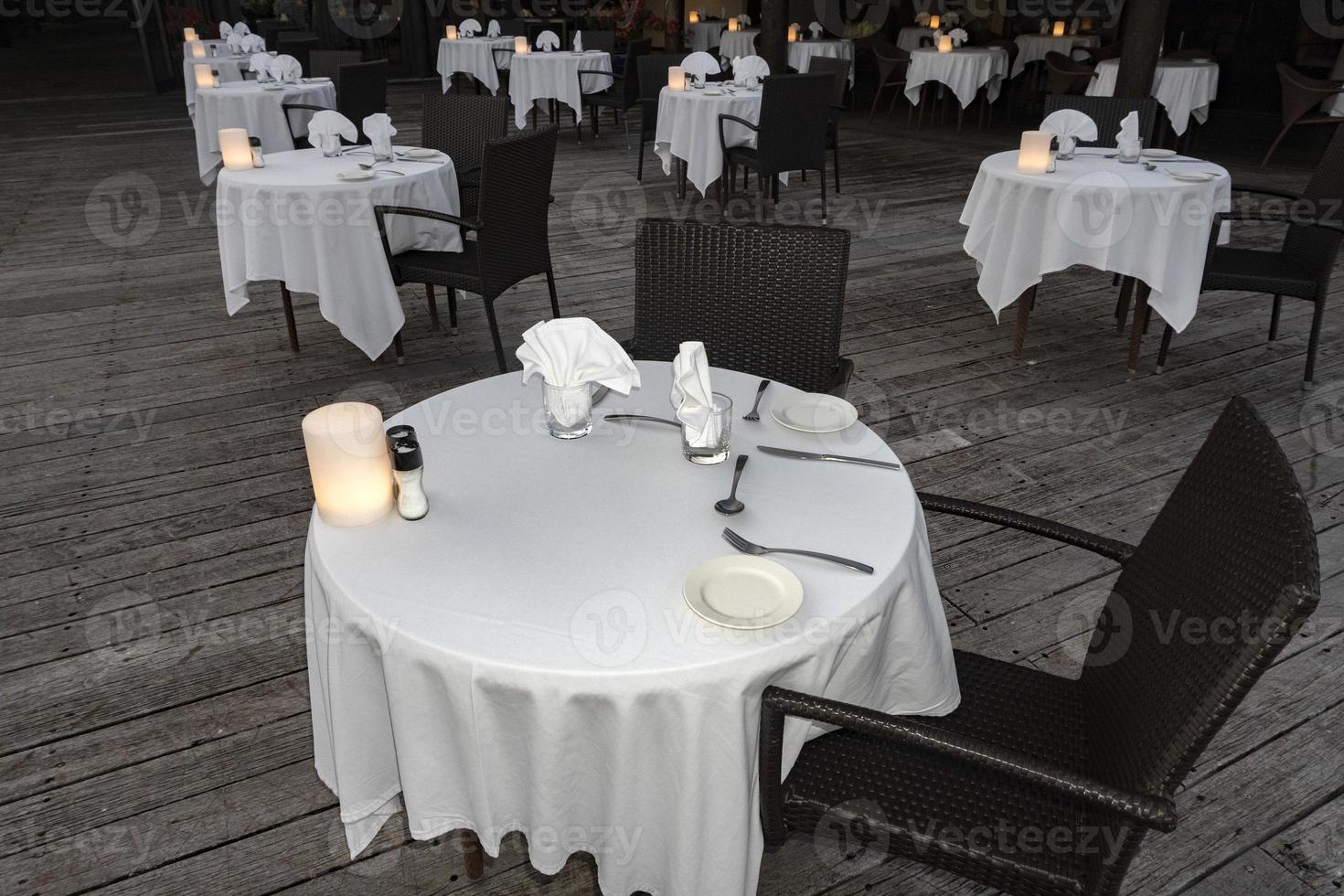 romantic dinner table for two photo