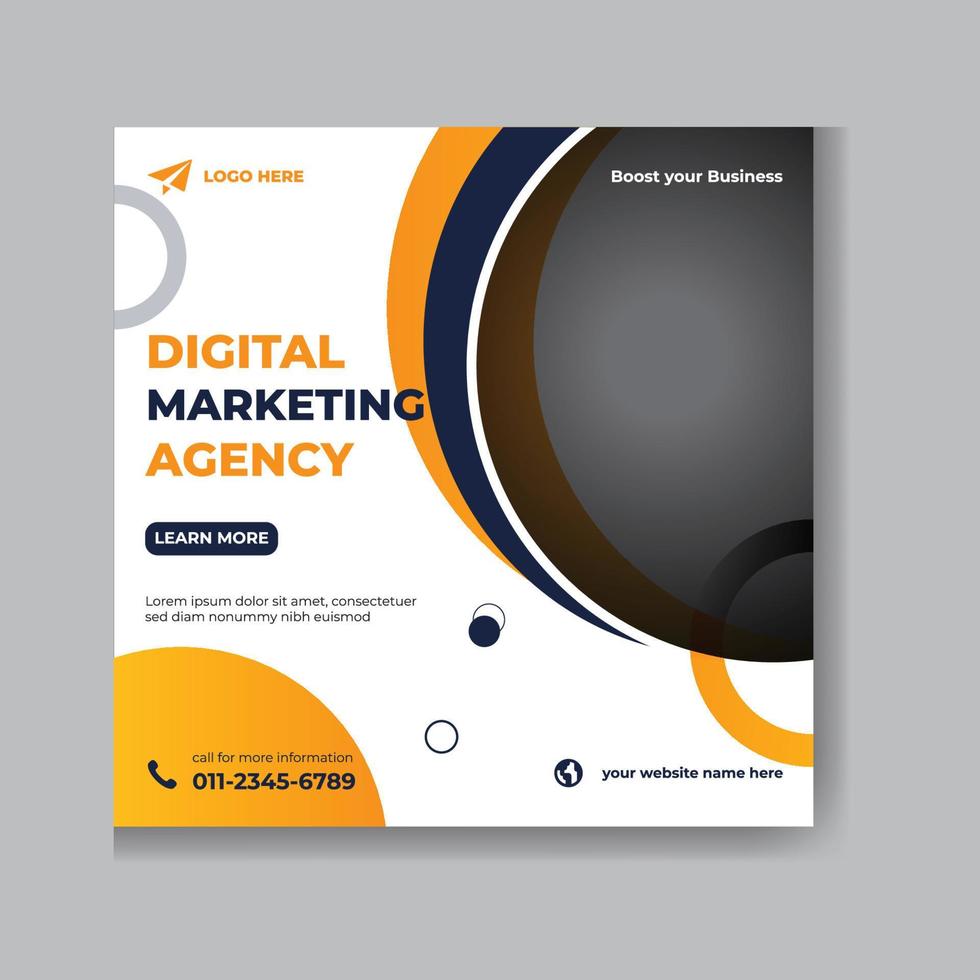 Corporate Digital business marketing agency social media post and web banner template vector